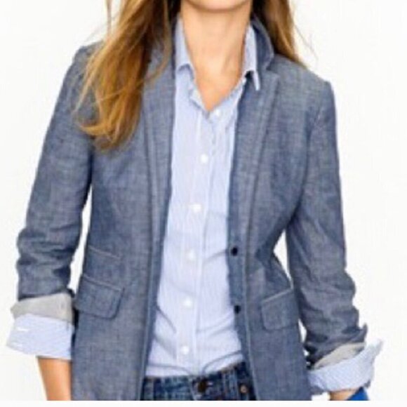 J Crew SchoolBoy Blazer Chambray Blue size 2